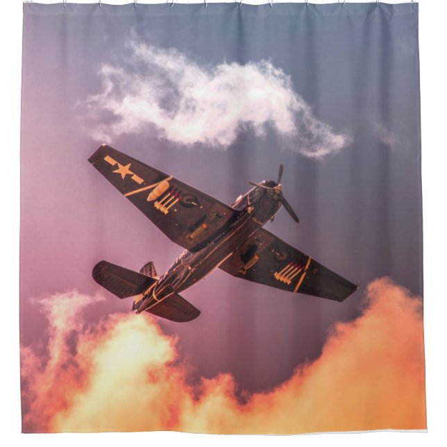 Vintage Aeroplane Beautiful Sky Shower Curtain (Front)