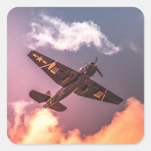 Vintage Aeroplane Beautiful Sky Square Sticker