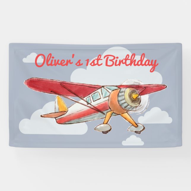 Vintage Aeroplane Birthday Banner (Horizontal)