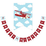 Vintage Aeroplane Birthday Bunting Flags Banner Re<br><div class="desc">Happy Birthday Banner in Vintage Red Aeroplane theme.</div>
