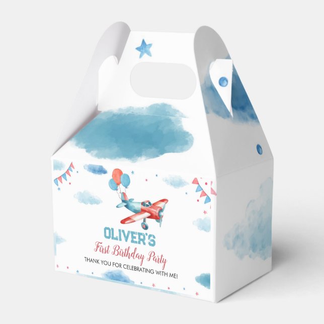 Vintage Aeroplane Birthday Favour Box (Front Side)