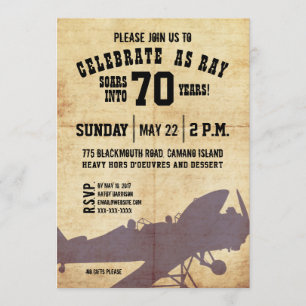 Vintage Aeroplane Birthday Invite