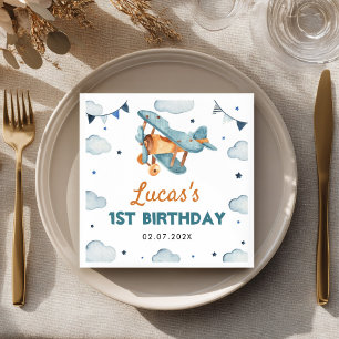 Vintage Aeroplane Birthday Napkin
