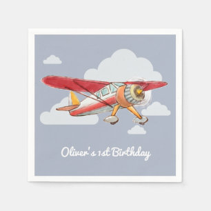 Vintage Aeroplane Birthday Napkin