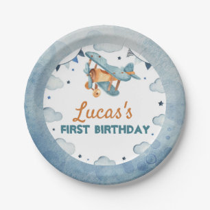 Vintage Aeroplane Birthday Papers Plate