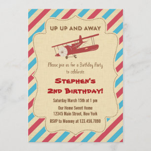 Vintage Aeroplane Birthday Party Invitation