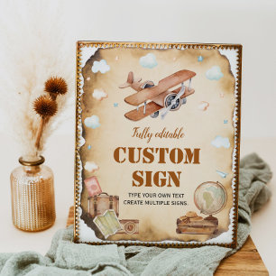 Vintage Aeroplane Birthday Party Table Sign
