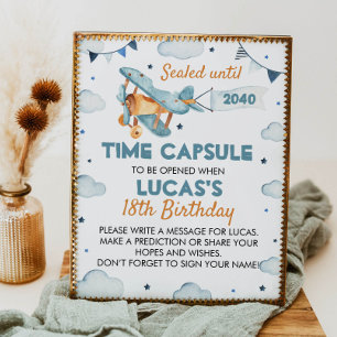 Vintage Aeroplane Birthday Time Capsule Poster