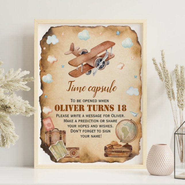 Vintage Aeroplane Birthday Time Capsule sign (Creator Uploaded)