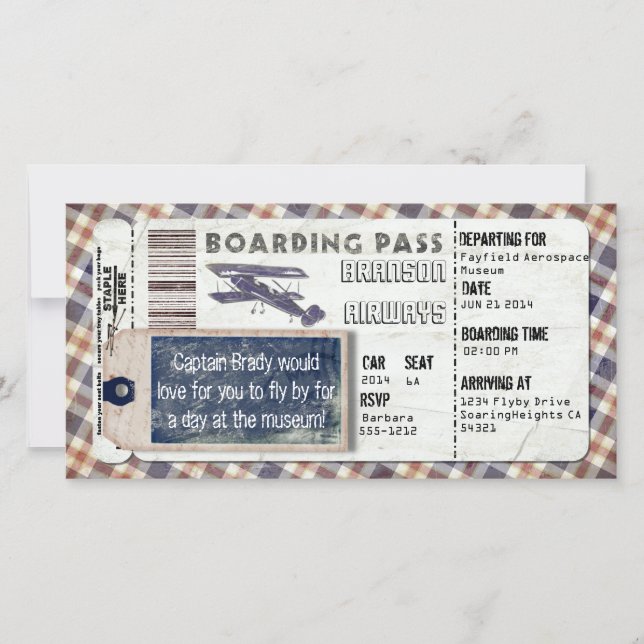 Vintage Aeroplane Boarding Pass (Front)