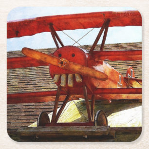 Vintage Aeroplane by Shirley Taylor Square Paper Coaster