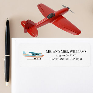 Vintage Aeroplane Cessna Aviation Return Address Label