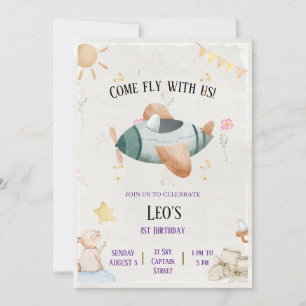 Vintage Aeroplane come fly with us Birthday card