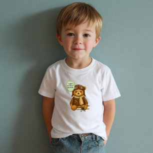 Vintage Aeroplane Cute Teddy Bear Whimsical Custom Toddler T-Shirt