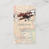 Vintage Aeroplane Diaper Raffle Enclosure Card