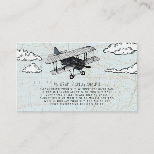 Vintage Aeroplane Display Shower Invitation Insert (Front)