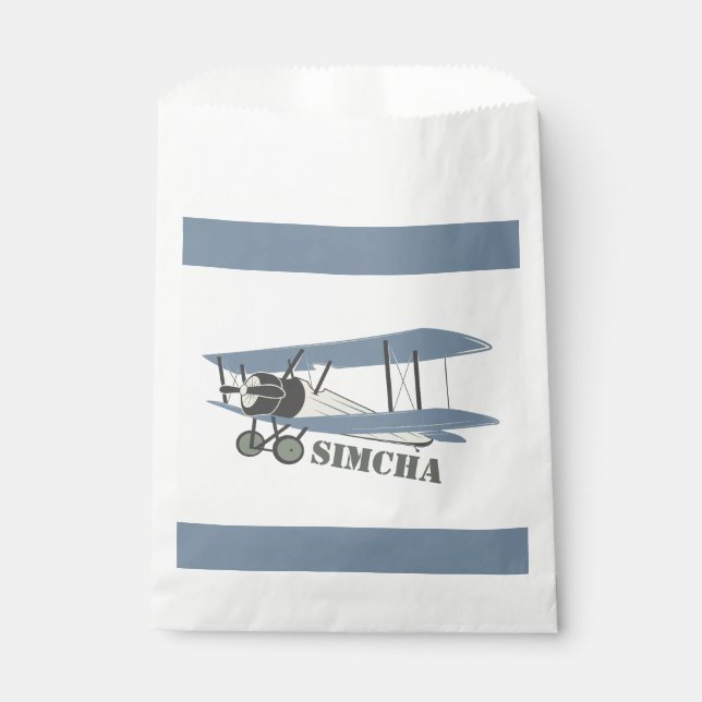 Vintage aeroplane  favour bag (Front)