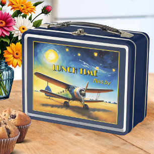 Vintage Aeroplane Fine Art  Metal Lunch Box