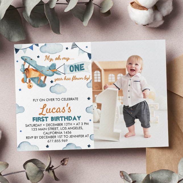 Vintage Aeroplane First Birthday Invitation (Creator Uploaded)