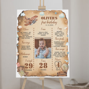 Vintage Aeroplane First Birthday Milestone Sign