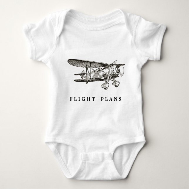 Vintage Aeroplane, Flight Plans Baby Bodysuit (Front)