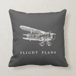 Vintage Aeroplane, Flight Plans Cushion