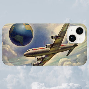 Vintage Aeroplane Flying Around the World in Cloud Case-Mate iPhone 14 Plus Case