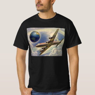 Vintage Aeroplane Flying Around the World in Cloud T-Shirt