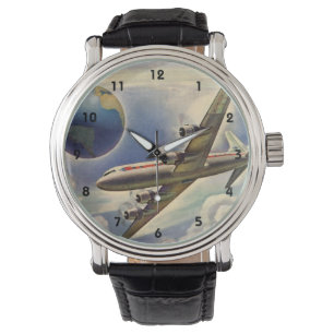 Vintage Aeroplane Flying Around the World in Cloud Watch