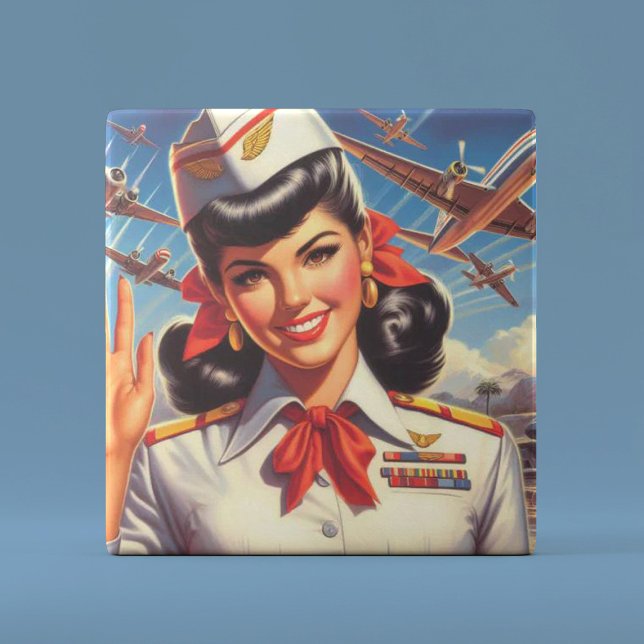 Vintage Aeroplane Girl Ceramic Tile (Creator Uploaded)