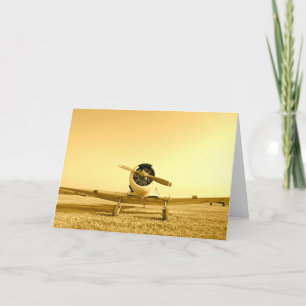 Vintage Aeroplane Golden Yellow Card