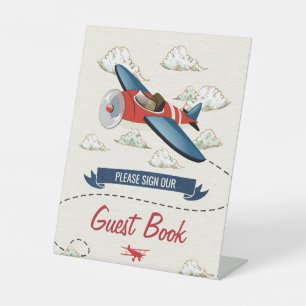 Vintage Aeroplane Guest Book Sign