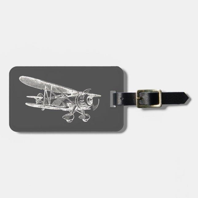 Vintage Aeroplane Luggage Tag (Front Horizontal)