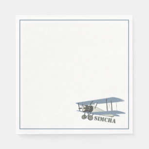 Vintage aeroplane napkin