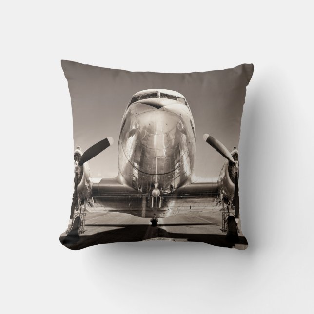 vintage aeroplane on a runway cushion (Front)