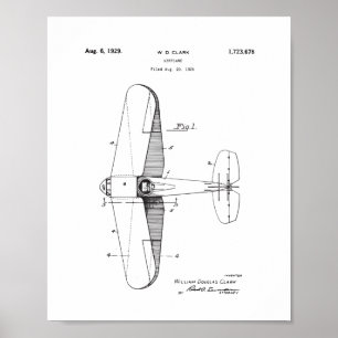 Vintage Aeroplane Patent Wall Art, Plane Poster