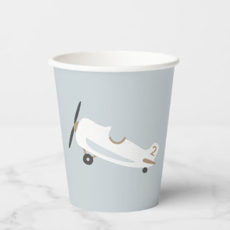 Vintage Aeroplane Personalised Boys Birthday Paper Cups