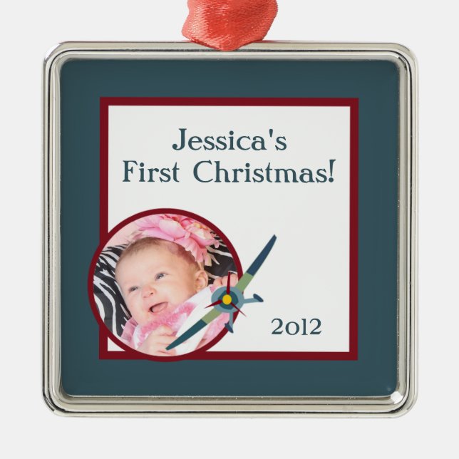 Vintage Aeroplane Personalised Custom Ornament (Front)