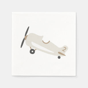 Vintage Aeroplane Personalised Kids Birthday Napkin