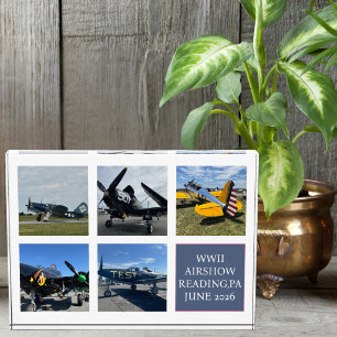 Vintage Aeroplane Photo Collage and Text Fun Custo Block