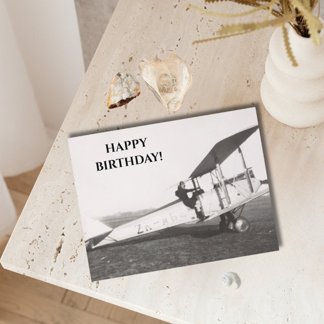 Vintage Aeroplane photo, Cool Aviation Birthday Postcard (Creator Uploaded)