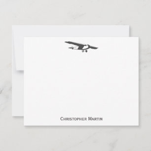 Vintage Aeroplane Pilot Retro Grey Modern Elegant Card