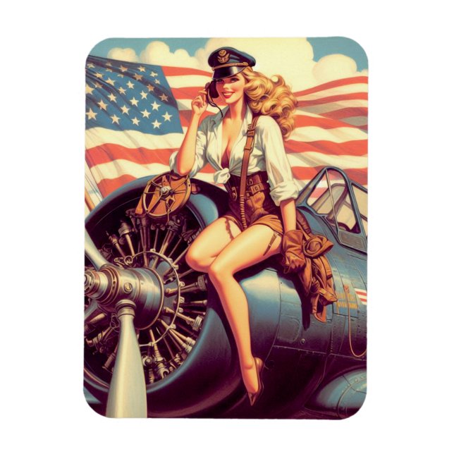 Vintage Aeroplane Pin-up Magnet (Vertical)