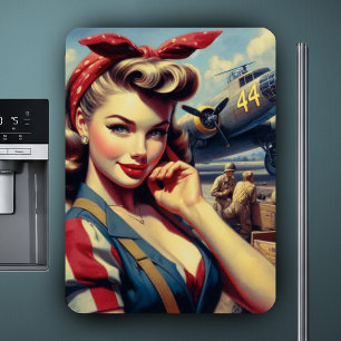 Vintage Aeroplane Pin Up Magnet