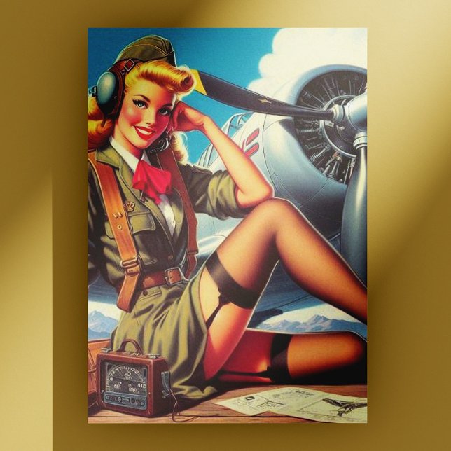 Vintage Aeroplane Pin-Up Postcard (Creator Uploaded)