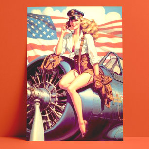 Vintage Aeroplane Pin-up Postcard