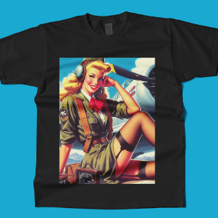 Vintage Aeroplane Pin-Up T-Shirt