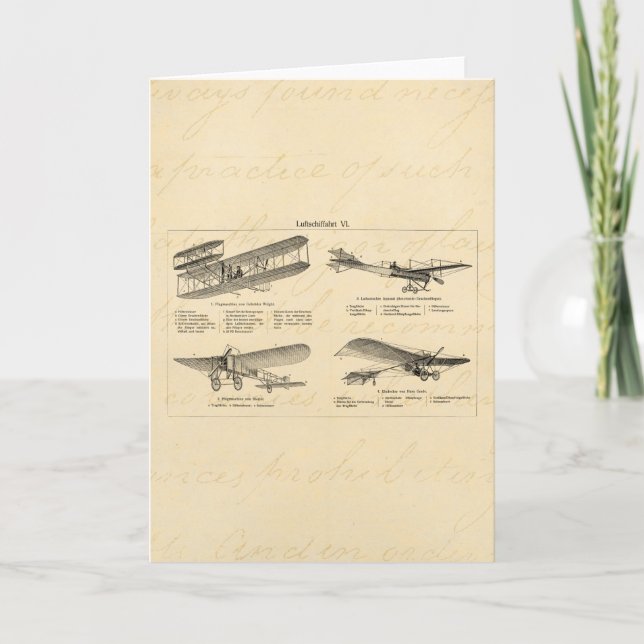 Vintage Aeroplane Retro Old Biplane Antique Planes Card (Front)