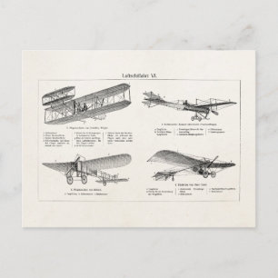 Vintage Aeroplane Retro Old Biplane Antique Planes Postcard