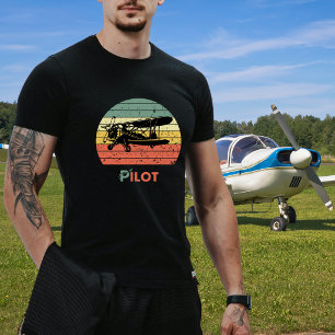 Vintage Aeroplane Retro Sunset Fun Aviator Pilot T-Shirt